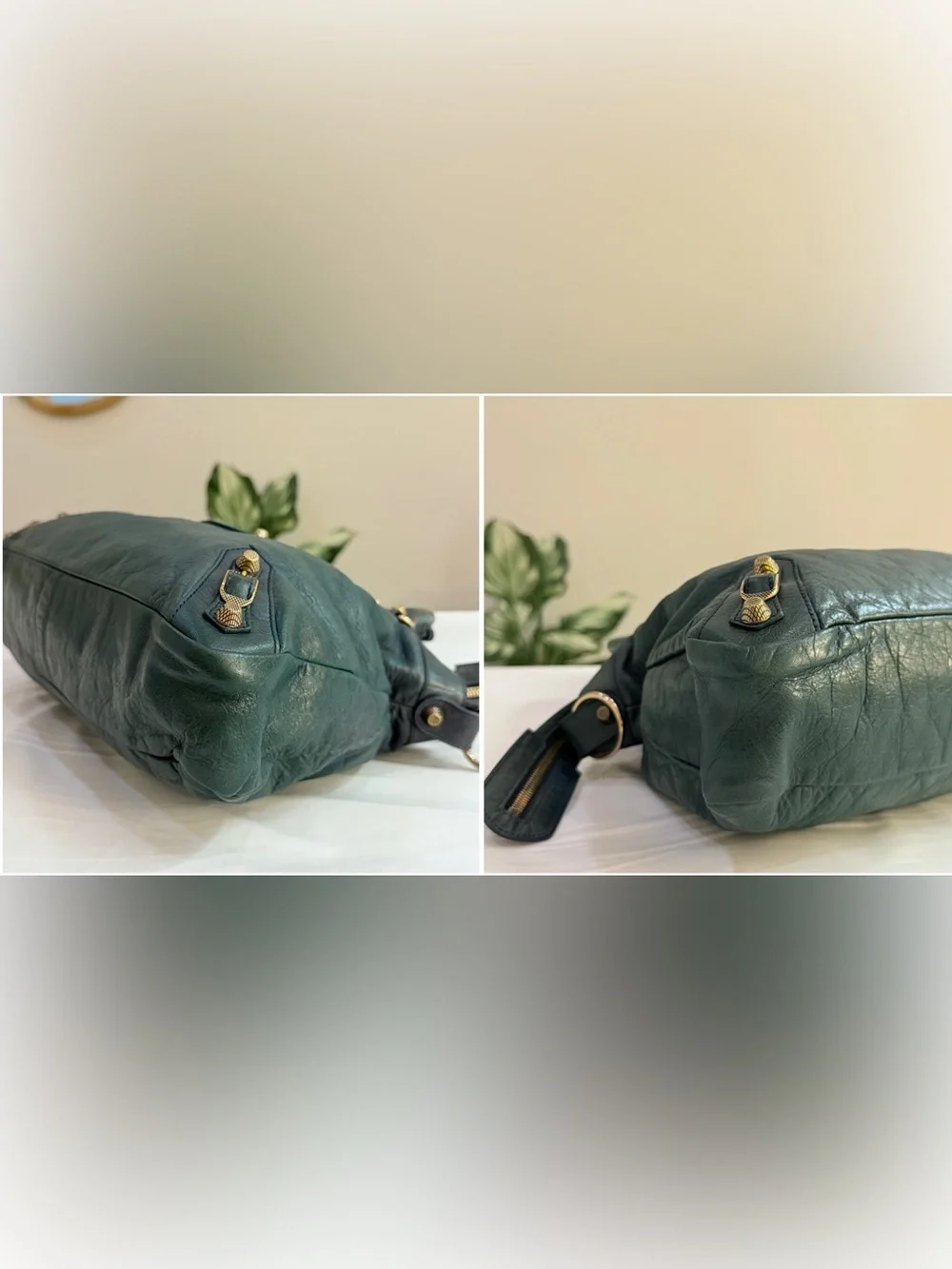 Dark green Balenciaga City bag with Strap